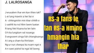 J. Lalrosanga - Ka dem lo che || Reaction || Criticism || RS-a hmingin hla thar ka phuah | Request 3