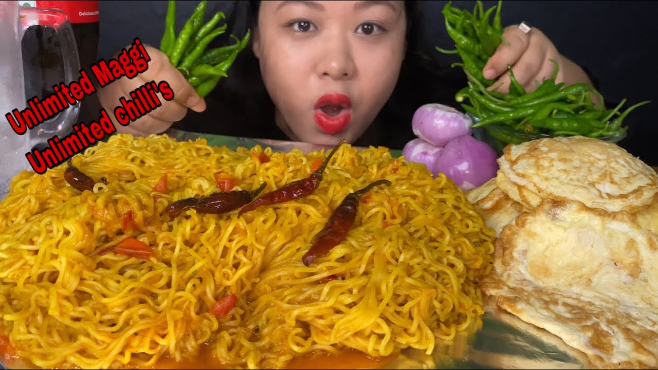 UNLIMITED INDIAN MASALA MAGGI NOODLES EATING CHALLENGE, LOT’S OF GREEN ...