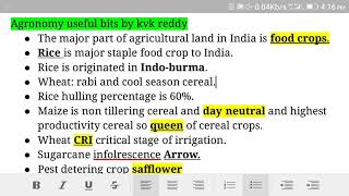 Agronomy most important bits