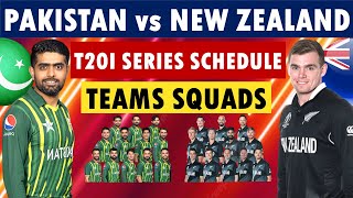Pakistan vs New Zealand T20 series schedule & both teams squads. Pakistan Squad | New Zealand Squad