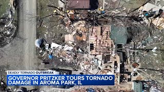 Pritzker visits Kankakee County as community cleans up tornado damage with high winds expected