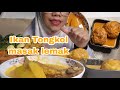 Mukbang Ikan Tongkol Telur gulai lomak, Rebus daun botik terung goreng topong dan sambal belacan