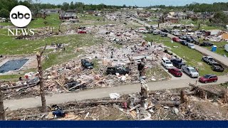 Drone footage shows trail of destruction after deadly tornado tears through Laurel County