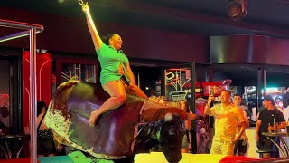 Mechanical bull riding #benidrom #funny #toro June 7th 2024