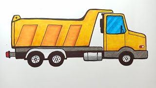 How to Draw a Dump Truck Easy For Kids, Dump Truck Drawing , Easy Drawing for kids , vehicle Drawing