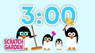 The Three-Minute Clean Up Timer Song | 3 Minute Count Down | Scratch Garden