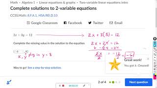 Complete solutions to 2-variable equations : Khan Academy