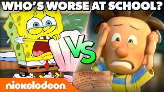 SpongeBob vs Big Nate 📚 Who's The WORST Student? | Nickelodeon Cartoon Universe