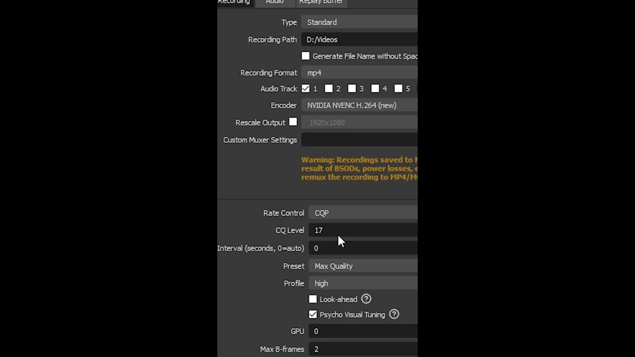 Perfect Quality OBS Recording Settings