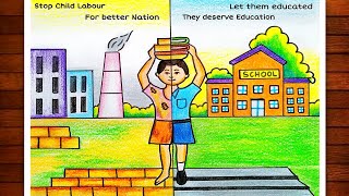 Stop Child Labour Drawing|World Day Against Child Labour Poster Drawing|Child Labour Drawing