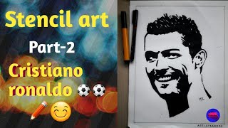 Drawing football players Part-2⚽⚽/stencil art/Cristiano Ronaldo