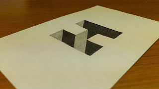 Very Easy!! How to draw 3D Alphabet Hole "H" - 3D drawing Trick Art on paper step by step