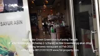 Dijual Ruko Crown di Greenlake City hadap jl ry ke Lokasi Mal yg akan dibgn