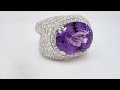 exquisite 18k white gold amethyst and diamond ring