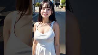 路上で戯れる黒髪巨乳AI彼女(2種類) ～ AI Girlfriend #shorts #かわいい #ai美女ギャラリー #美女 #aiガールモデル