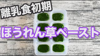 【離乳食初期】ほうれん草ペースト作り方｜レシピ｜ストック作り｜赤ちゃん｜育児【みーちゃん】【みーごはん作り方】