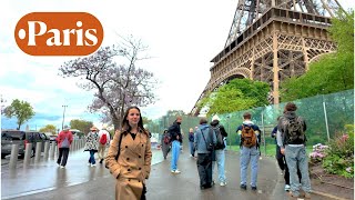 Paris France - A rainy walk in Paris - Paris spring 2024 - Paris 4K HDR walk