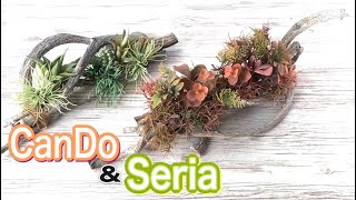 【CanDo\u0026Seria造花】キャンドゥに流木！セリアの多肉植物を使ったカッコいいアレンジ！/100均DIY