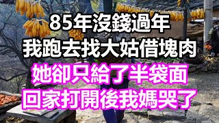 85年過年沒錢找大姑借塊肉，她卻只給了半袋面，誰料回家打開後我媽哭了，竟然...#淺談人生#民間故事#孝顺#儿女#讀書#養生#深夜淺讀#情感故事#房产#晚年哲理#中老年心語#養老#真實故事#兒女的故事