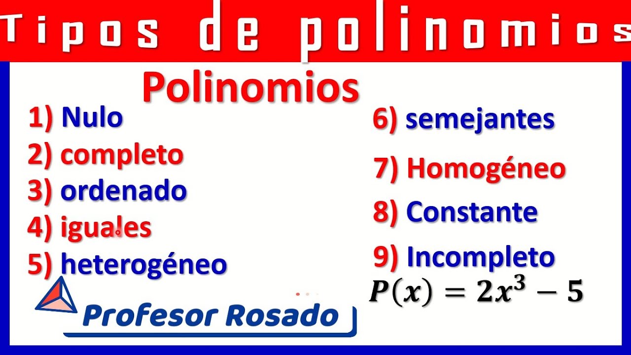 Tipos Polinomios Y DEFINICIÓN De Polinomio - YouTube