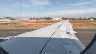 Air Asia A320: Taxi to Takeoff at Buriram Airport - Inside View