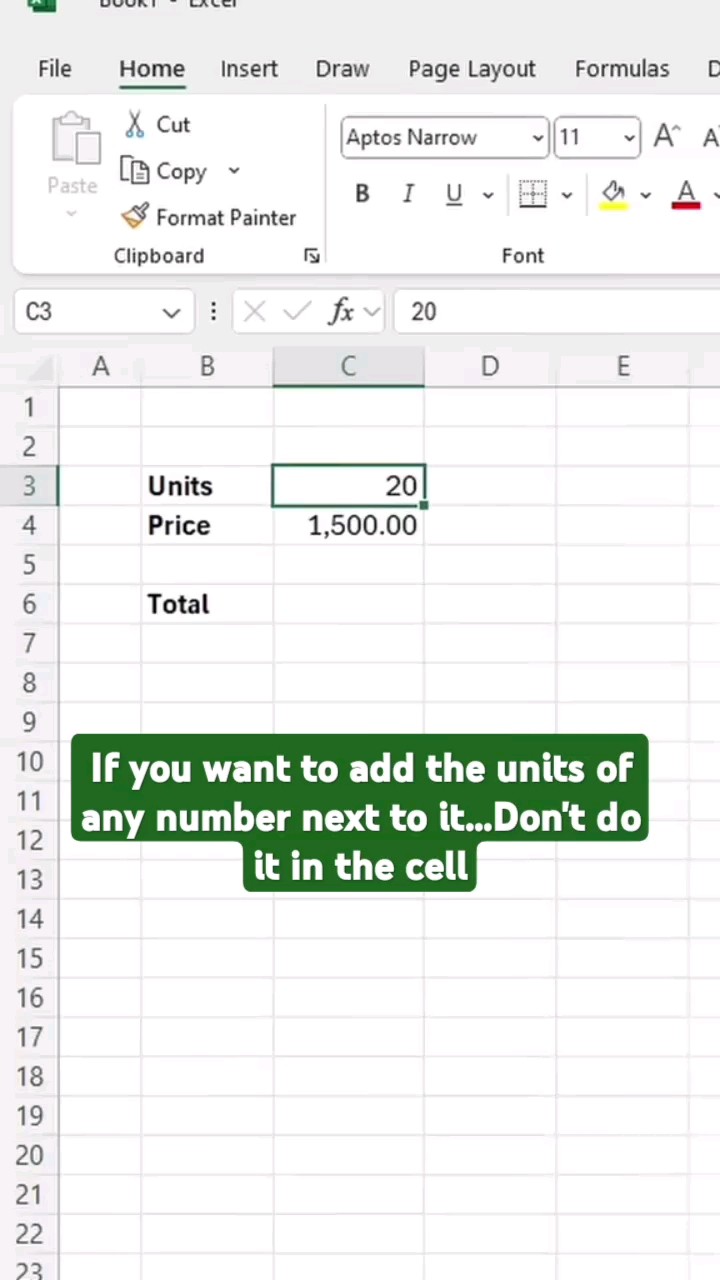 Quick excel tip: How to add units to values in a cell #finance #data #microsoftexcel