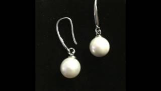 Anmao Jewelry 18K White Gold Plated Vintage Shell Pearl Hook Earrings Anmao Jewelry 18K White Gold Plated Vintage Shell Pearl Hook Earrings