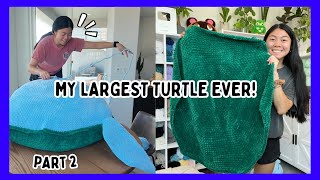 Making My LARGEST Turtle Ever!? 🧶🐢 Finishing The Shell (Over 200 stitches)! Crochet With Me / PT 2