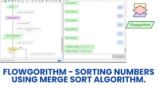 Flowgorithm Sorting Numbers using Merge Sort algorithm