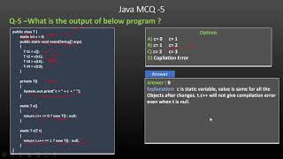 Java MCQ-5 Java static based question answer - 5