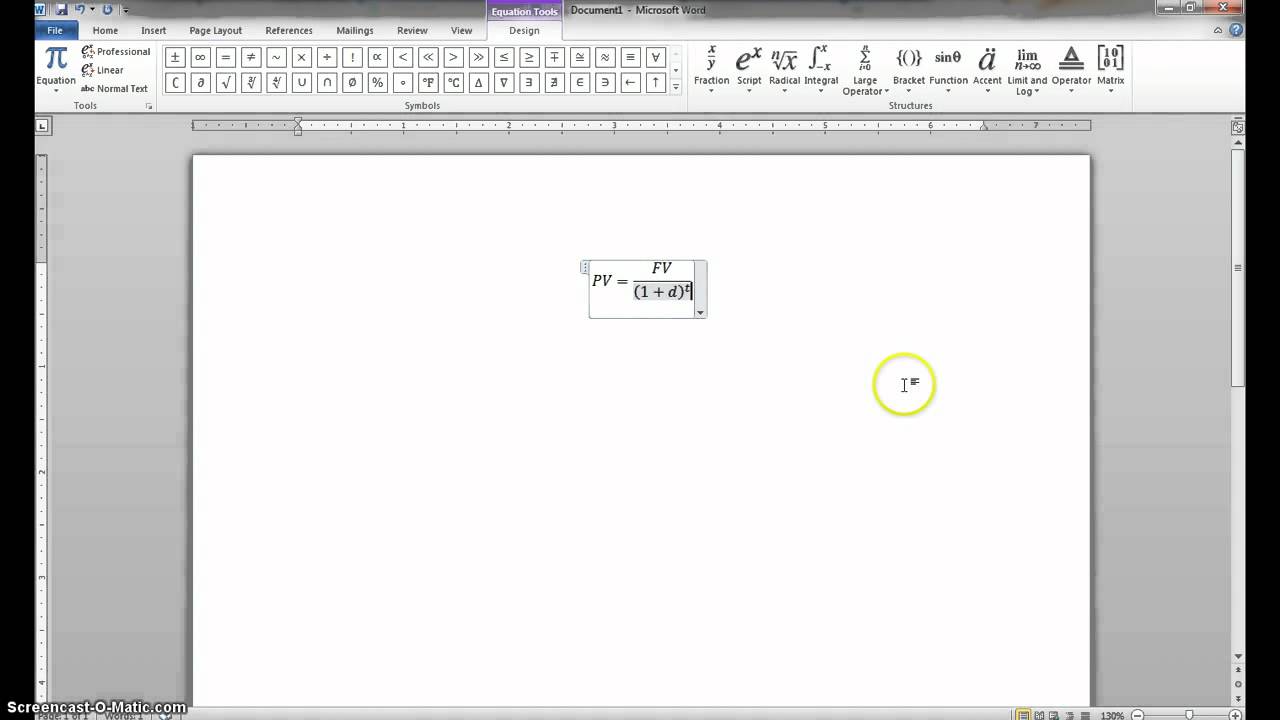 Introduction To The Equation Editor In Word 2010 - YouTube