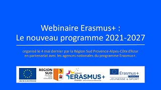 Webinaire Erasmus le nouveau programme 2021 2027