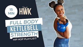 Home Workout // 15 Minute Full Body Kettlebell Strength Workout | No Jumping