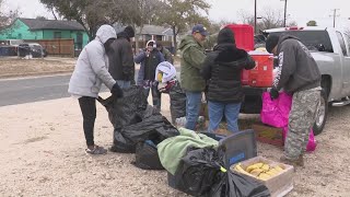 Nonprofit organization helping the homeless in San Antonio as temperatures hit below freezing