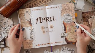 April 2024 Bullet Journal ⚓ Vintage Pirate/Sailing Theme | Plan With Me | Mystery Journal
