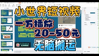 QQ又放大招了！小世界抢占短视频市场！一万播放20-50元！无脑搬运即可！