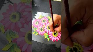 💛💜 AMAZING One Strokes Easy Acrylic Painting Flowers On GLASS #shorts