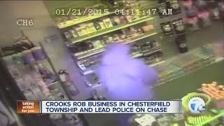 Crooks rob business in Chesterfield Township and lead police on a chase