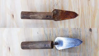 錆びた小さなコテ（鏝）を磨いた結果 / Trowel Restoration Polish