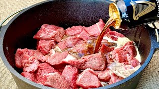 Beef Stew in a Dutch Oven: Perfect Flavor Over the Fire | ASMR Relaxing Cooking