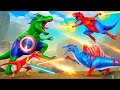 Epic Dinosaur Superhero Showdown: Spiderman T-Rex vs Captain America Spinosaurus!