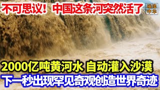 不可思议！中国这条河突然活了，2000亿吨黄河水自动灌入沙漠，下一秒出现罕见奇观创造世界奇迹！#沙漠 #黄河 #沙漠绿化