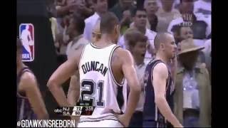 Tim Duncan 2003 finals G6 vs Nets - 21 points, 20 rebounds, 10 assists and 8 blocked shots
