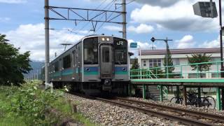 JR大糸線　北大町駅　上り松本行き普通電車到着・発車