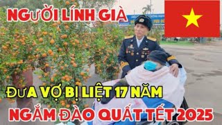 Tết Hà Nội 2025- Bất Ngờ Hình Ảnh Người Lính Già Đưa Vợ Bị Liệt 17 Năm Đi Ngắm Đào Quất Tết 2025