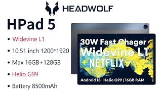 8500 mAh, MTK G99, 16GB/128GB, 10.5 inch - Headwolf HPad 5