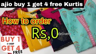 AJIO offers today branded kurti set's BUY 1 GET 4 FREE  How To order 0 price #buy1get4free #ajiohaul