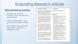 Lecture 15: Evaluating Research Articles