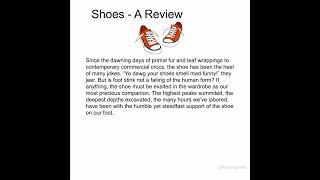 Shoes - A Review