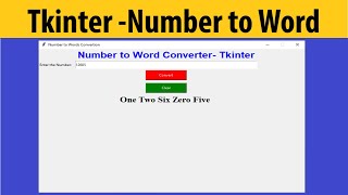Number to Words in Python Tkinter | Python GUI